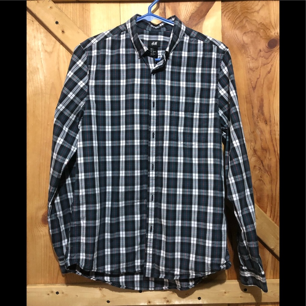 H&M men’s plaid bottom up shirt - Picture 1 of 3
